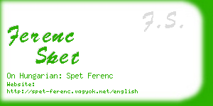 ferenc spet business card